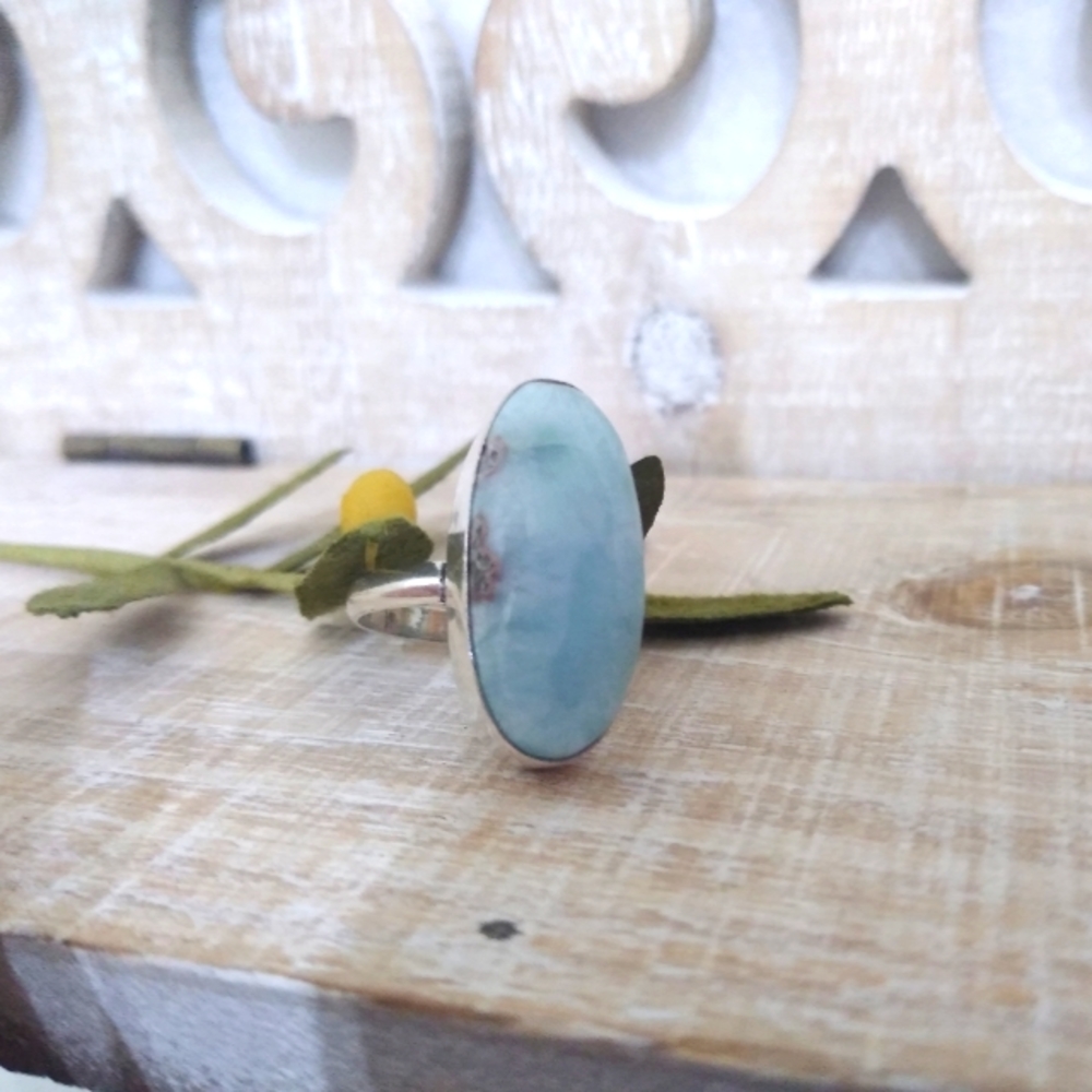 LARIMAR OVAL SILVER STONE RING NWOT